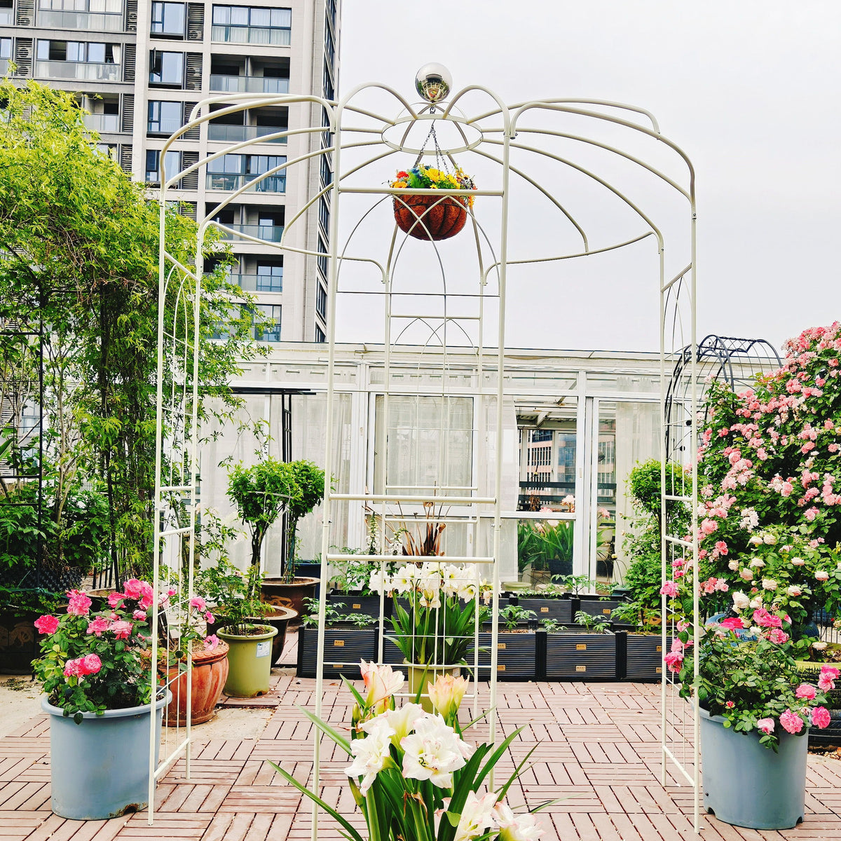 Metal Garden Arch Iron Garden Arbors Gazebo Dia High Birdcage Shape Pergola Pavilion For Wedding Ceremony