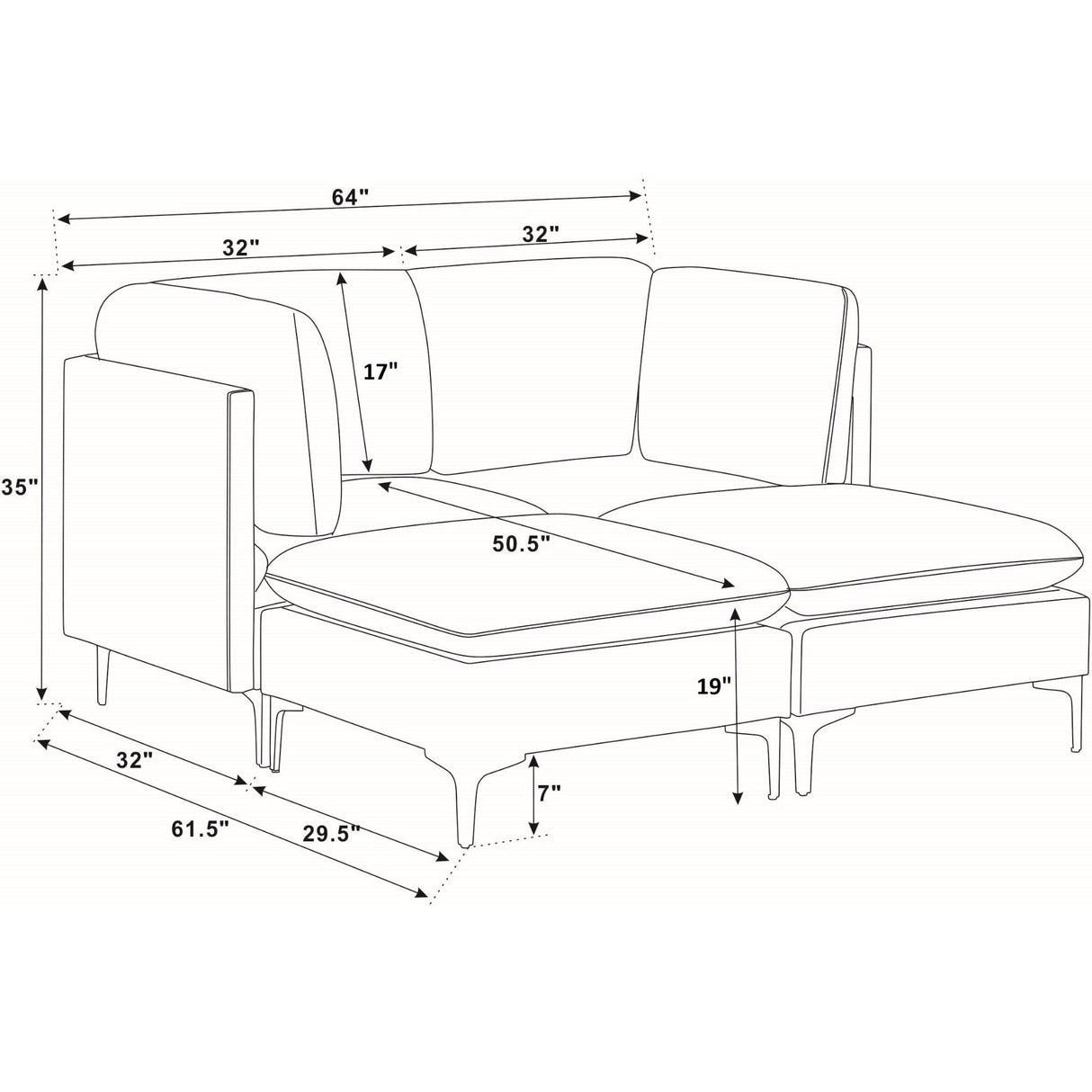 Upholstered Modular Sectional & Tall Legs