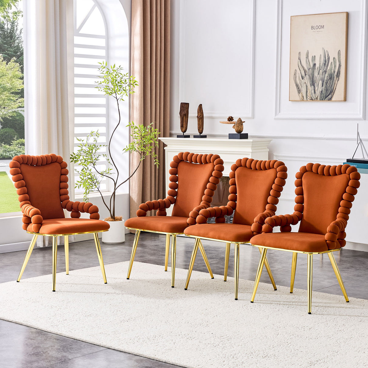 Puffy Bubble, Ball Chain Chair With Armrests For Dining Room (Set of 2)