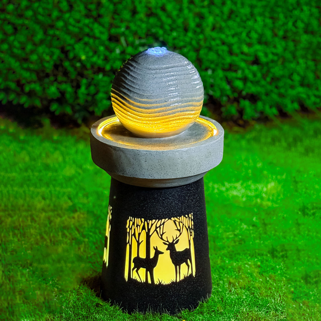 Outdoor Garden Lantern With Warm LED Light Deer Silhouette Decorative Landscape Light For Patio - White / Gray