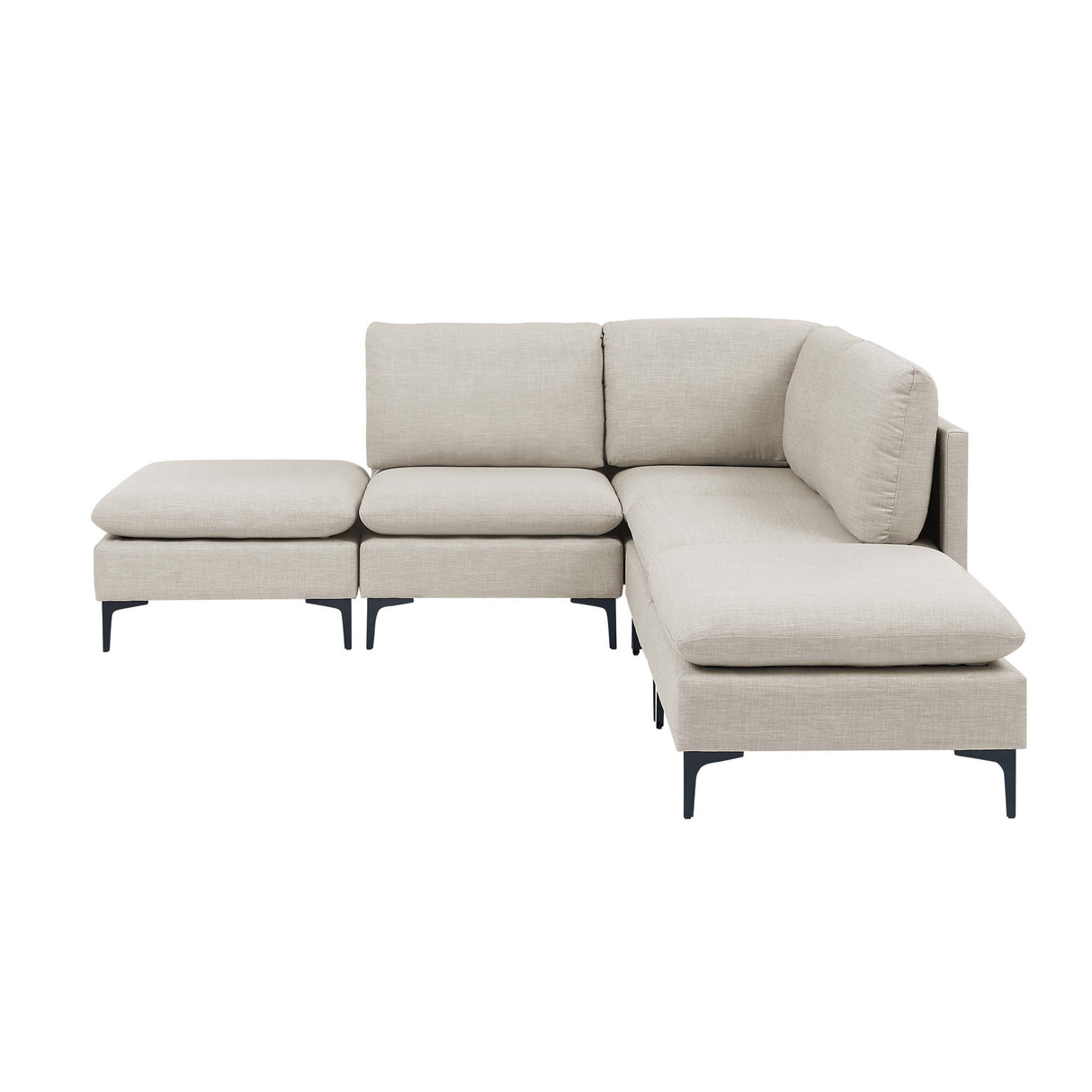 Upholstered Modular Sectional With Tall Legs, Medium Firm Seat