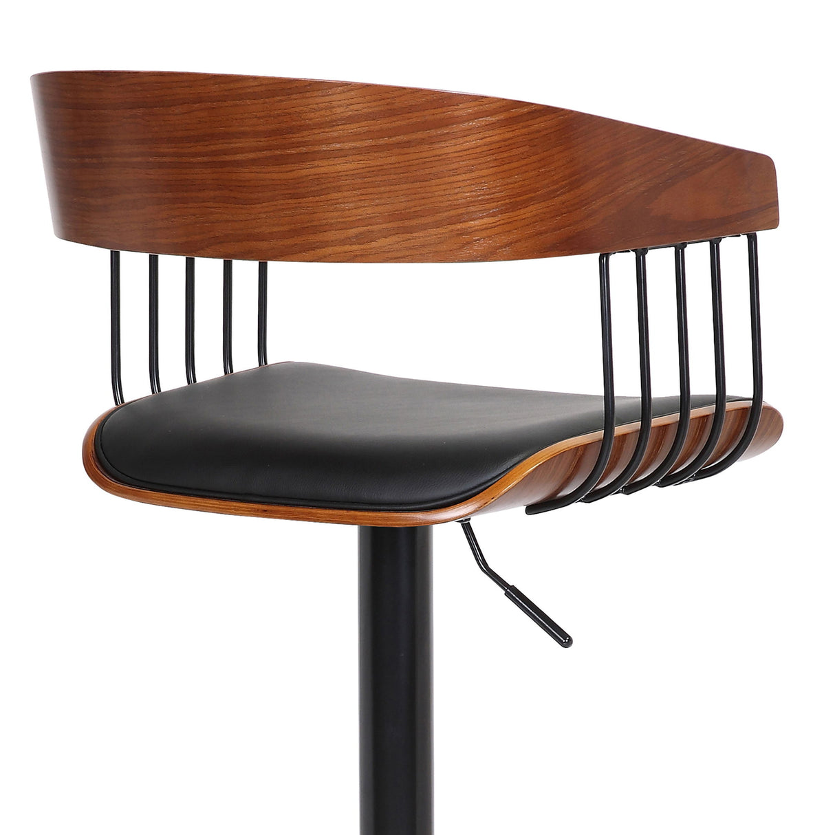 Larisa - Adjustable Walnut Bar Stool - Black / Black Metal