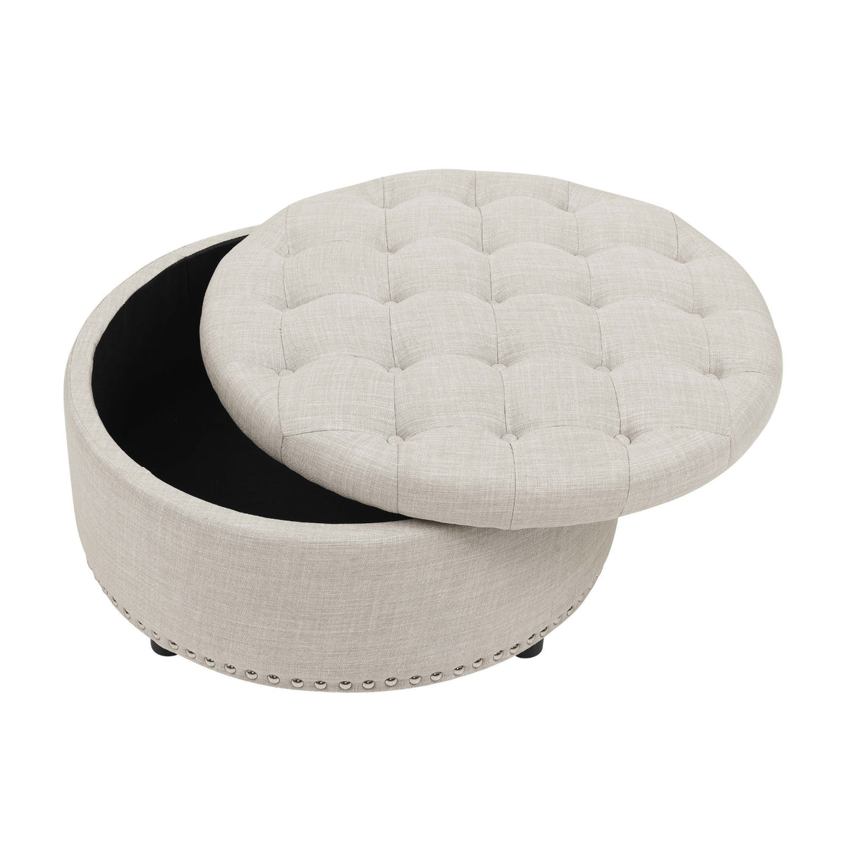Tufted Storage Ottoman - Almond