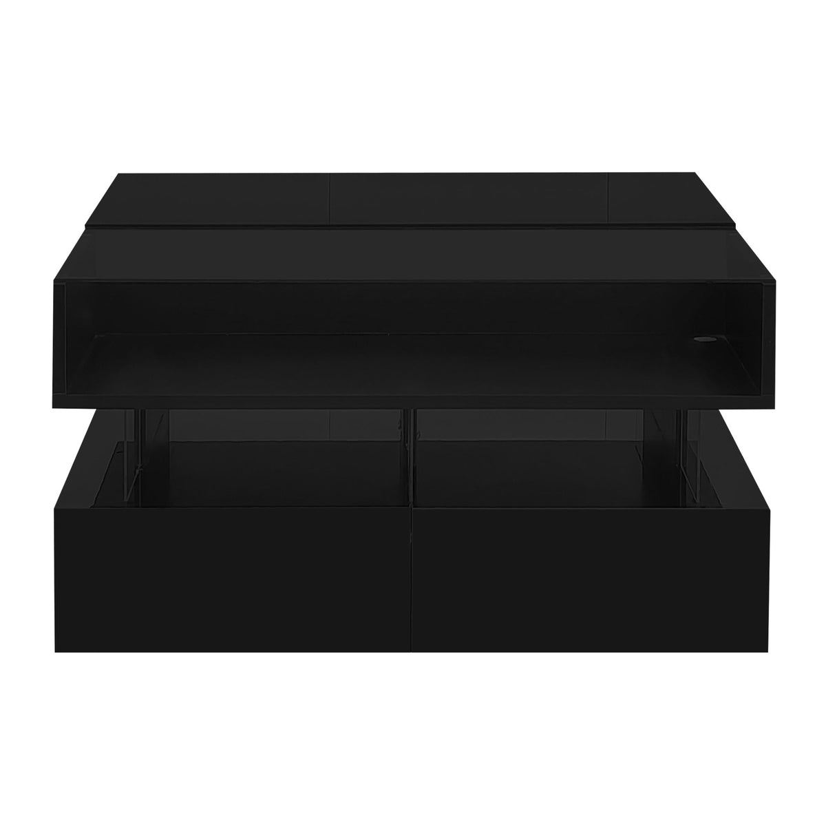 Lift Top Coffee Table With 2 Drawers, Hidden Space And LED Lights For Living Room - Black