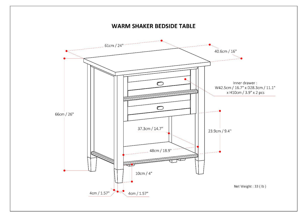 Warm Shaker - Handcrafted Bedside Table