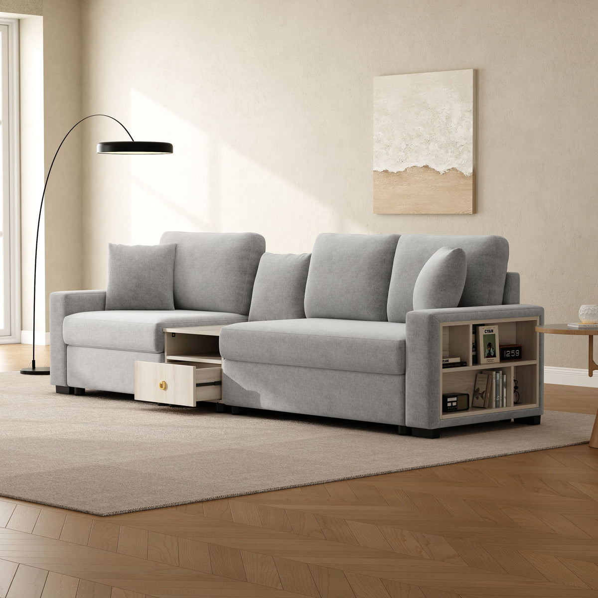 Modular Sofa Couch With Storage Armrest And Center Console