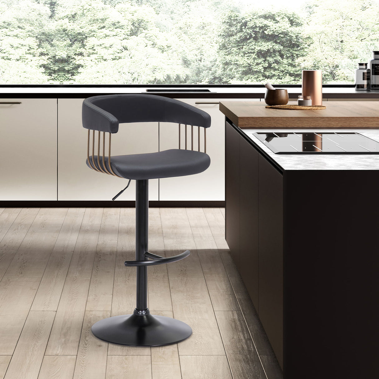 Calista - Adjustable Bar Stool - Black / Golden Bronze