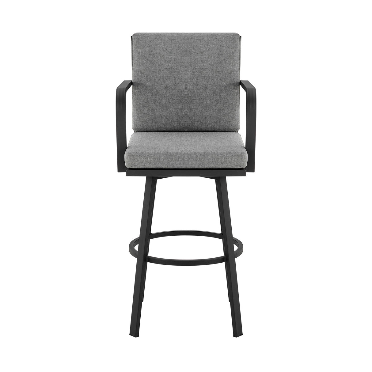 Arnauld - 30" Outdoor Patio Bar Stool With Cushions - Black / Gray