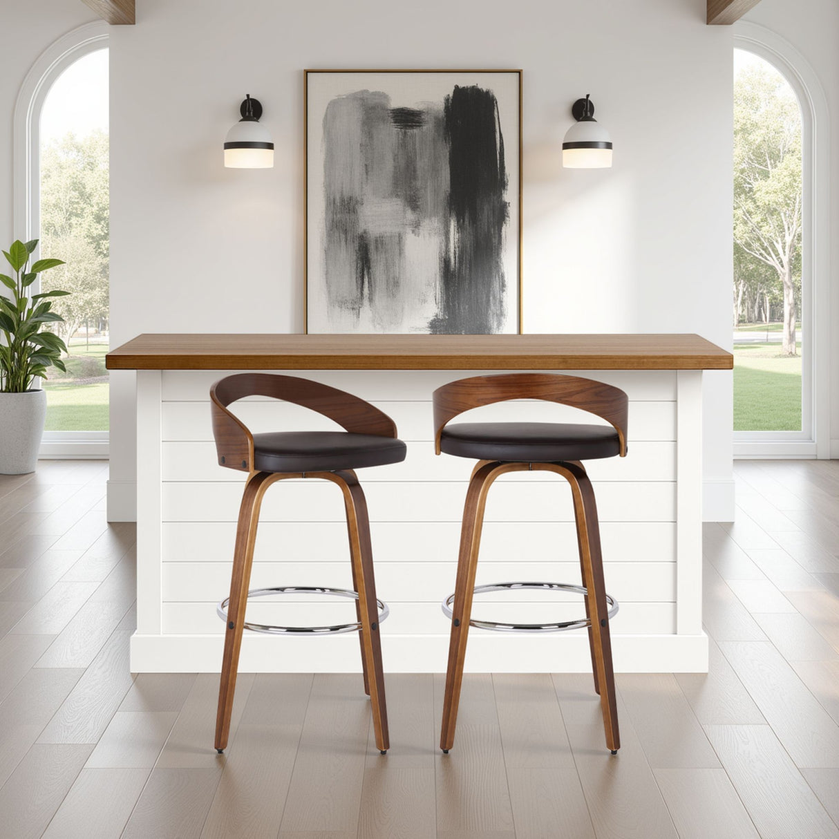 Sonia - 30" Bar Height Swivel Bar Stool - Walnut Wood