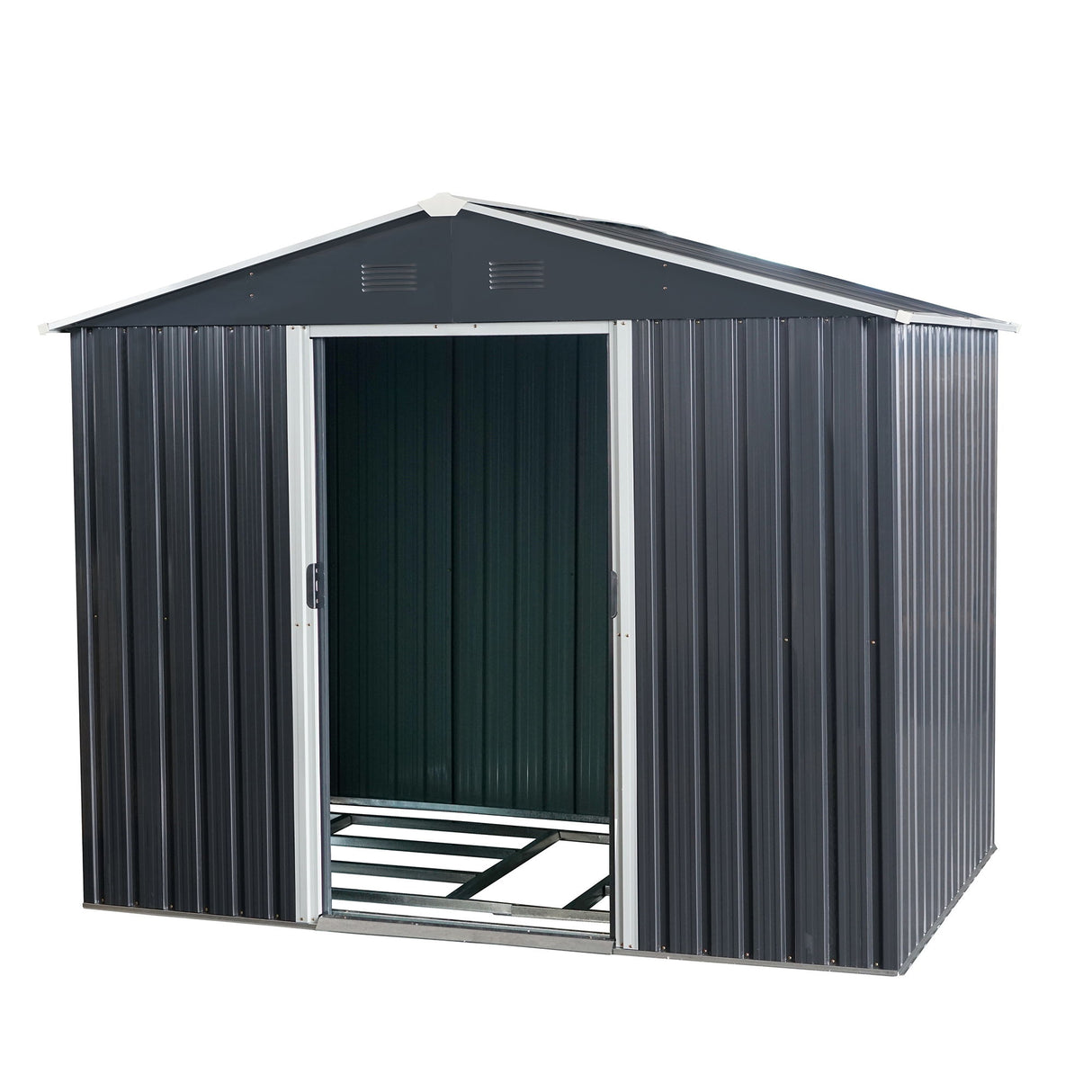 Outdoor Metal Storage Shed Garden Building Heavy Duty with Floor Base
