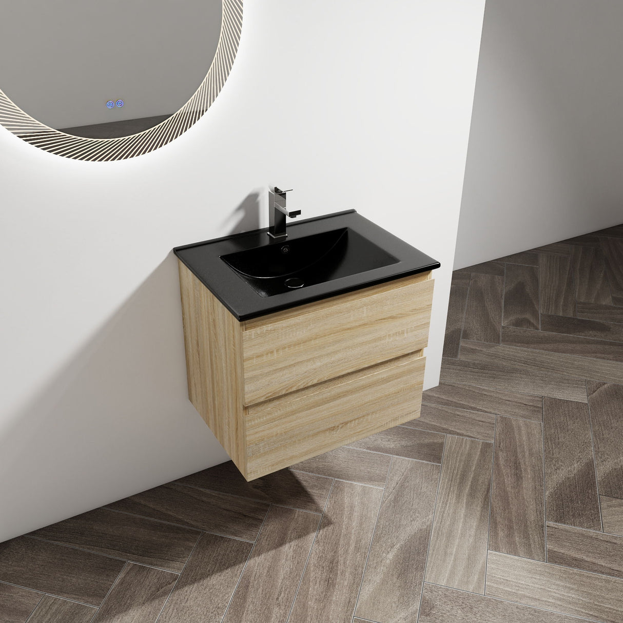 Wall Mounted Bathroom Vanity With Sink, 2 Soft Close Drawers
