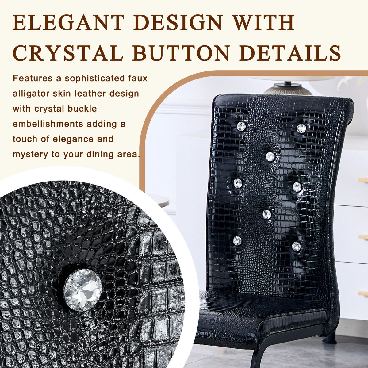 Alligator Skin Upholstered Dining Chairs