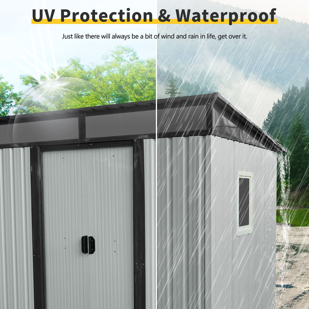 Outdoor Metal Storage Shed Garden Building with Window in Galvanized Steel