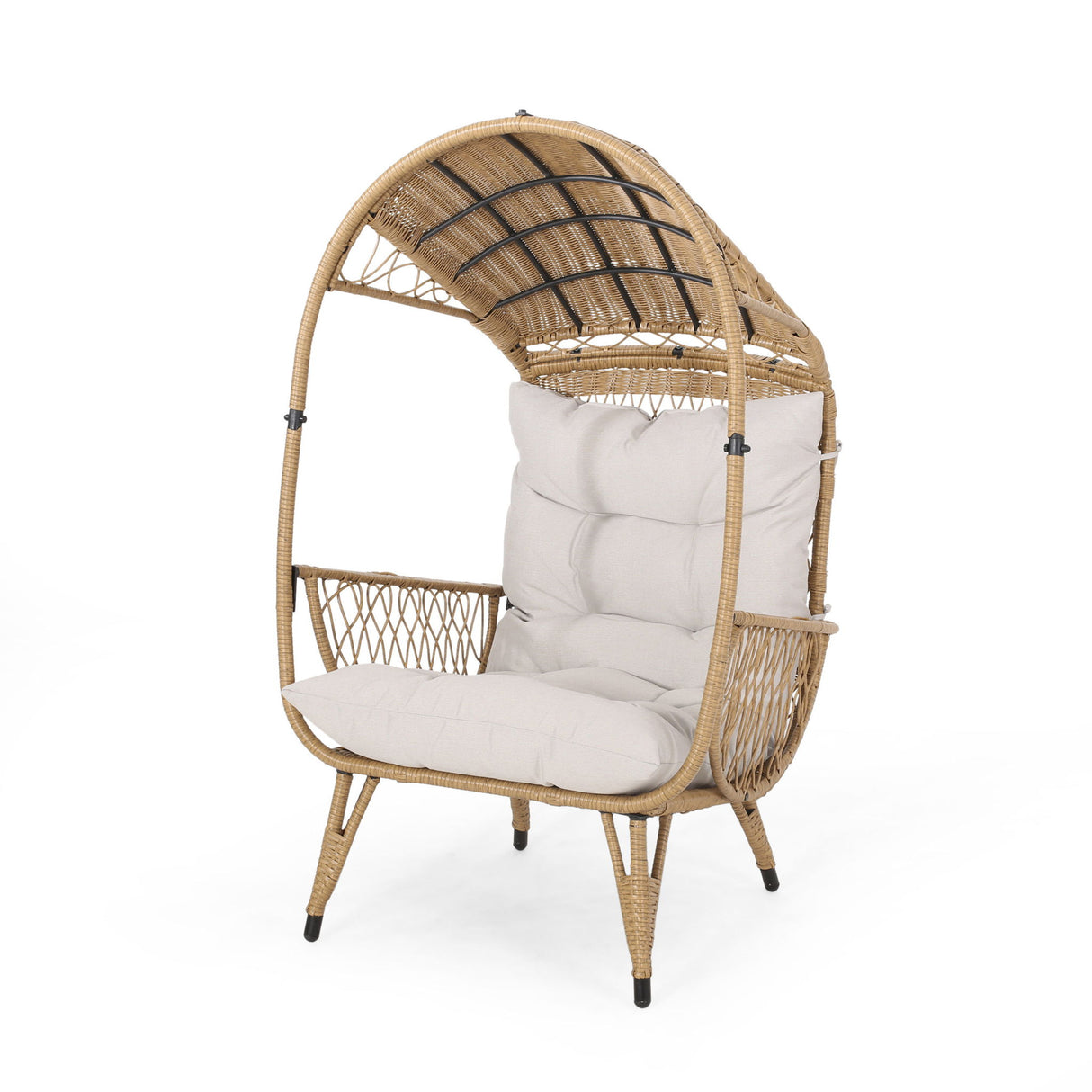 Outdoor Wicker Standing Basket Chair With Cushion - Brown