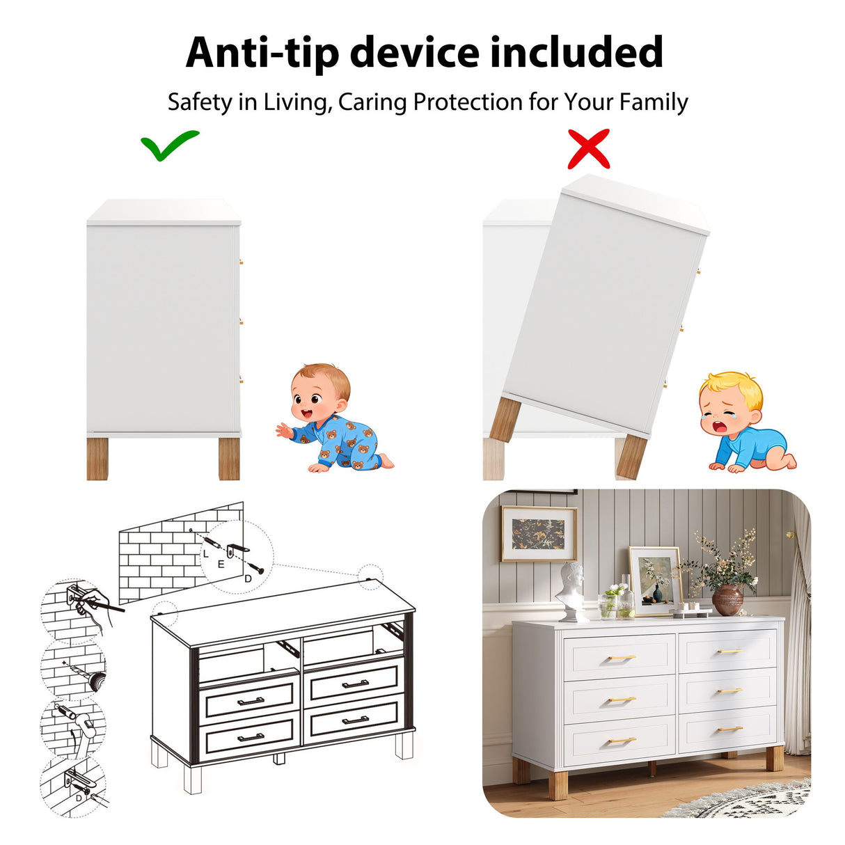 6 Drawer Double Dresser