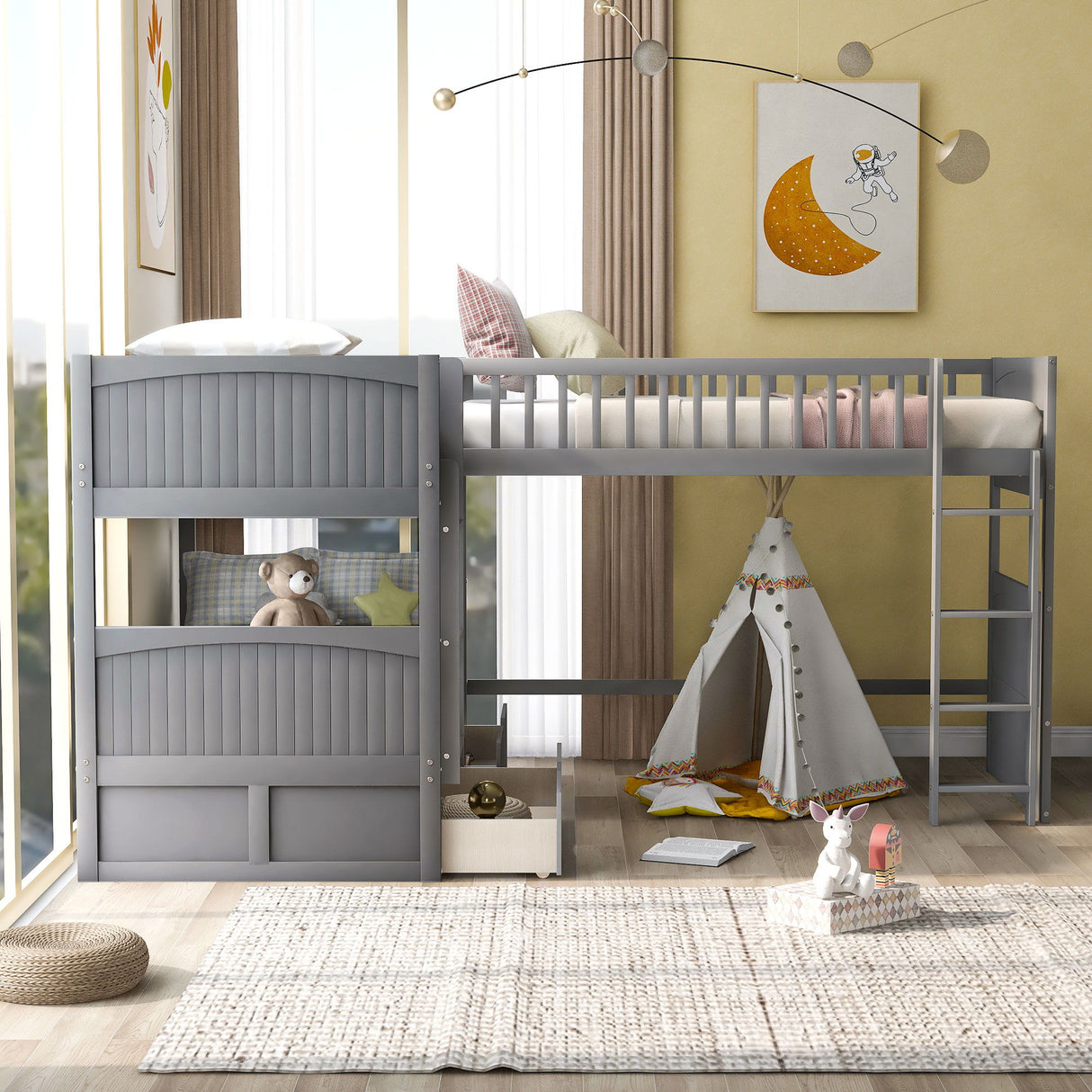 Bunk Bed With Loft And 2 Drawers