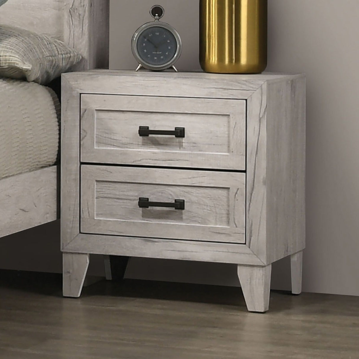 Nightstand, Bedside Table - White Washed
