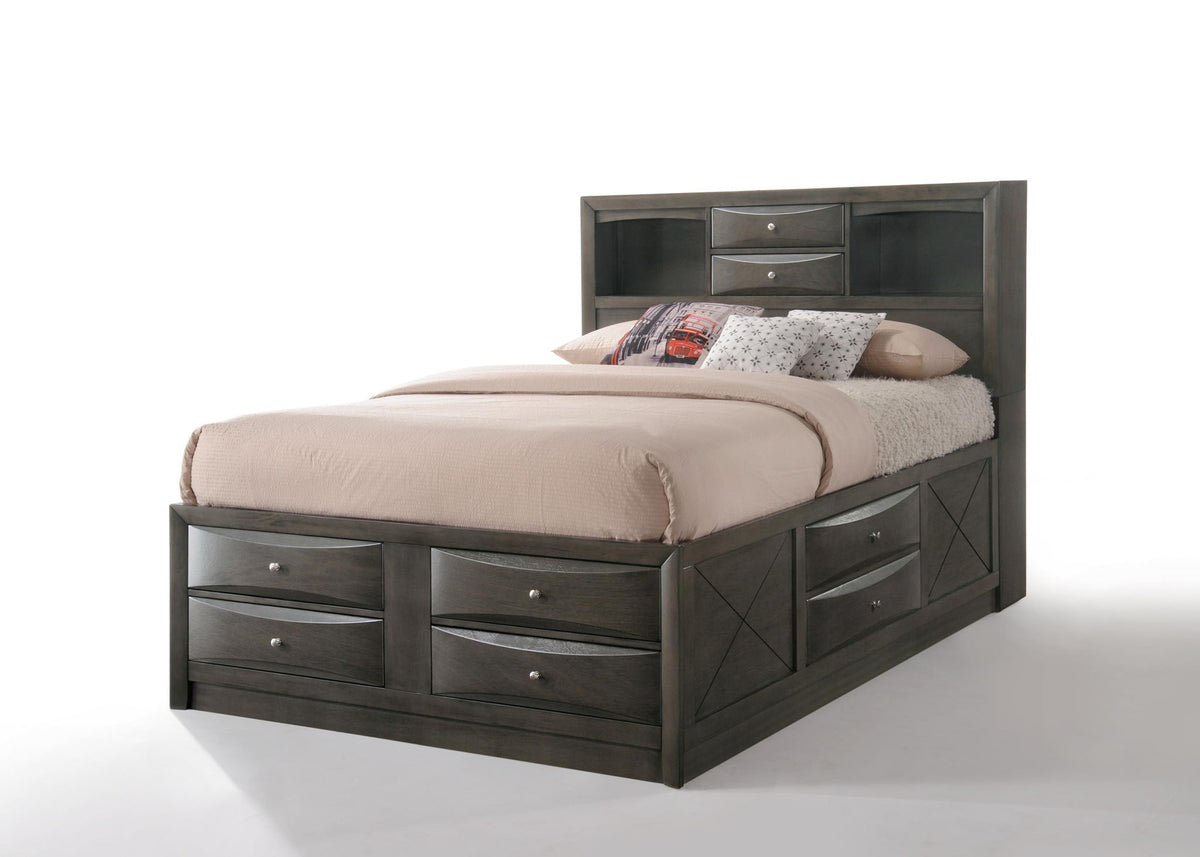 Ireland - Queen Bed With Storage - Gray