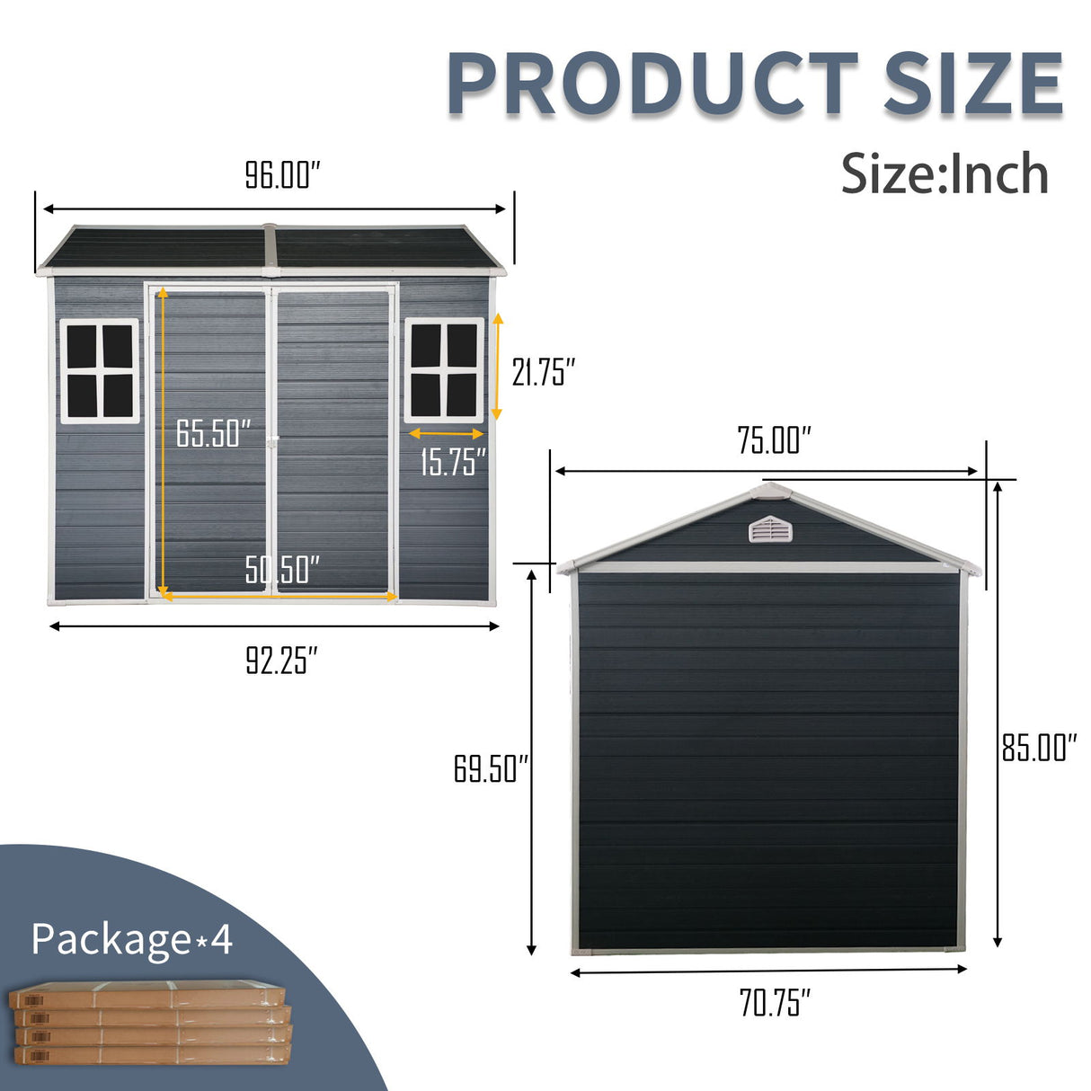 Resin Outdoor Storage Shed Garden Building Waterproof Heavy Duty 8x6.5ft