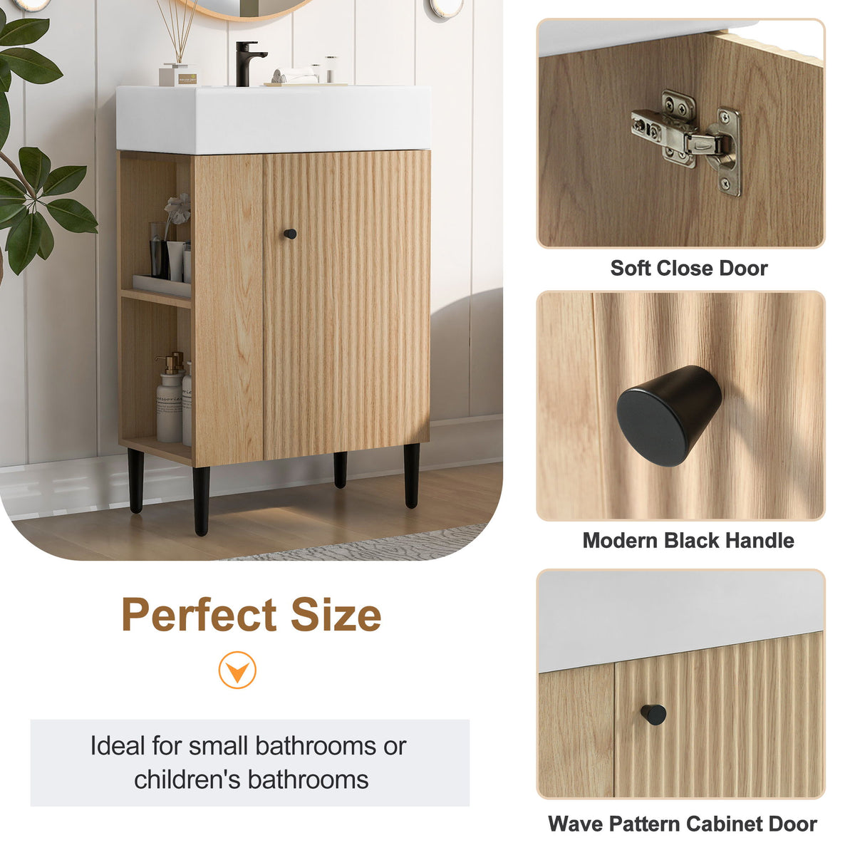 Bathroom Vanity, Combo Cabinet, Bathroom Storage Cabinet, Single Ceramic Sink