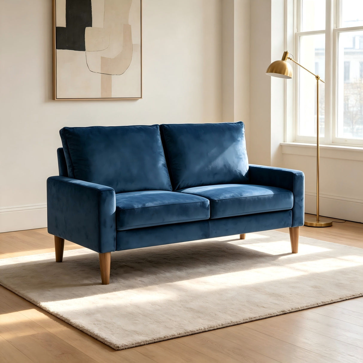 Upholstered Loveseat Sofa, 2 Seater Couch For Living Room Apartment