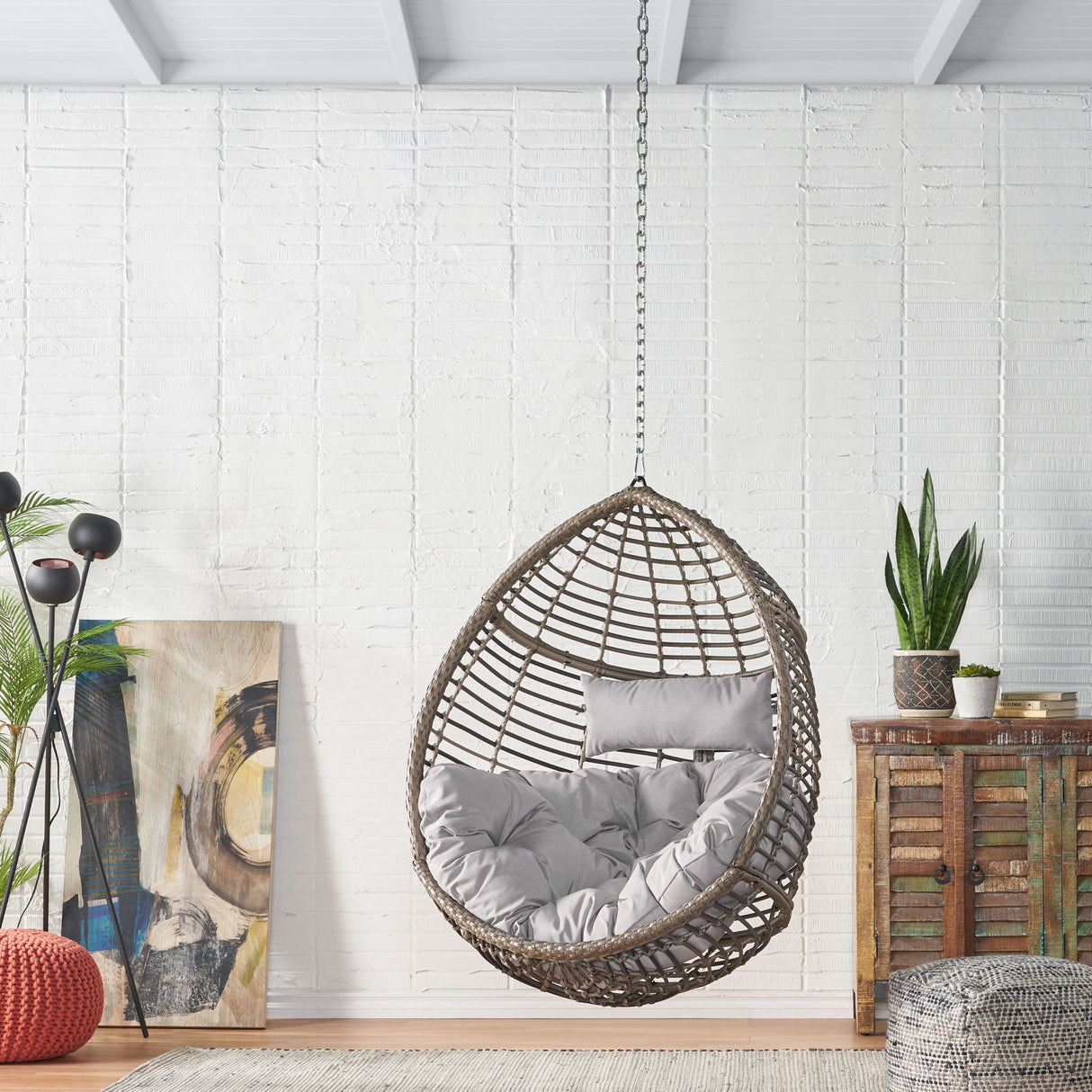 Morris Teardrop - Hanging Chair With Chain And Water Resistant Cushions