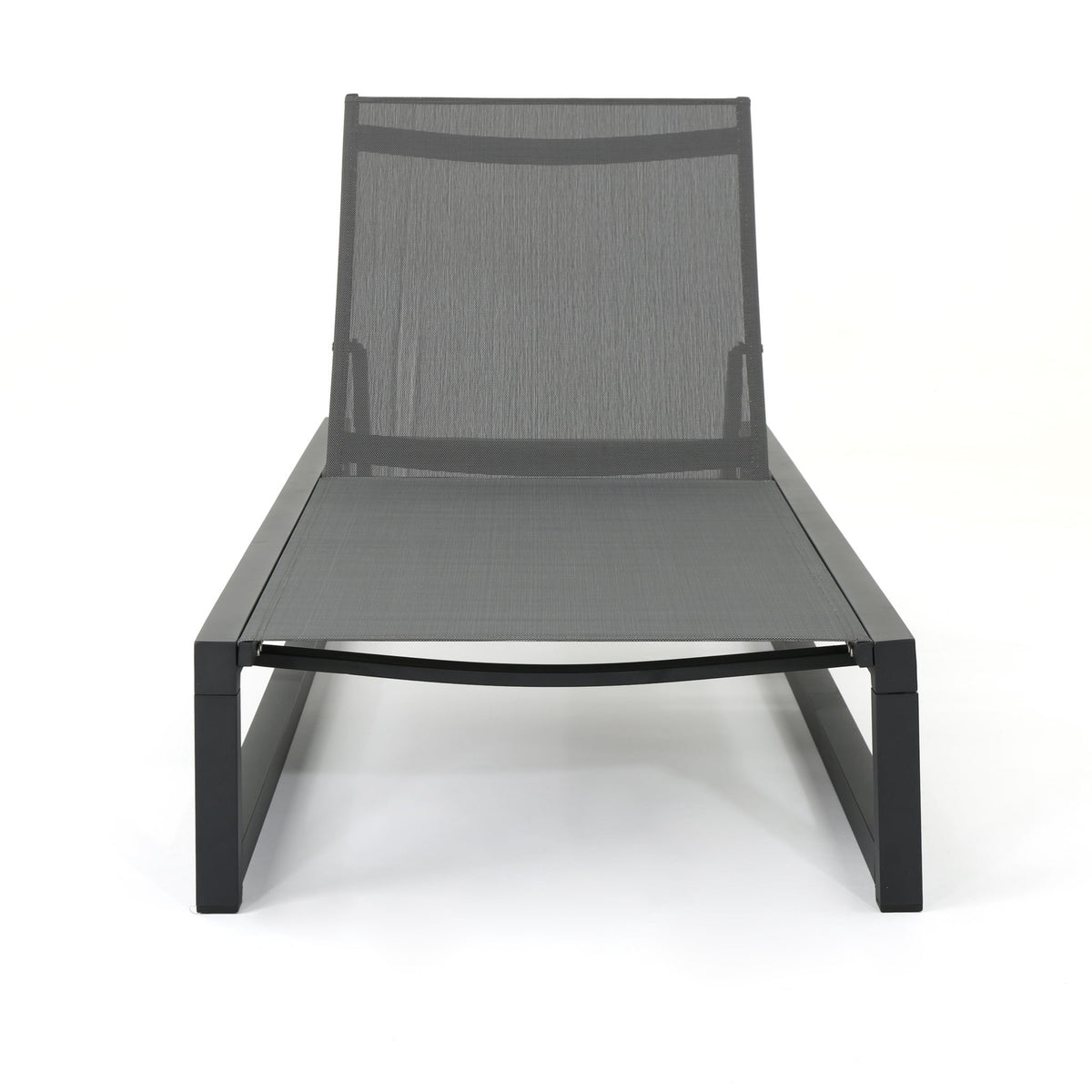 Chaise Lounge (Set of 2), Outdoor Patio Lounge Chairs With 5 Reclining Positions - Black / Gray