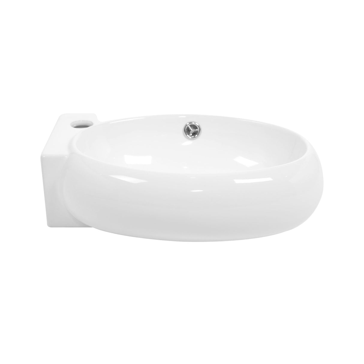 Modern Aesthetic Rectangle Wall Mount Bathroom Sink With Single Faucet Hole