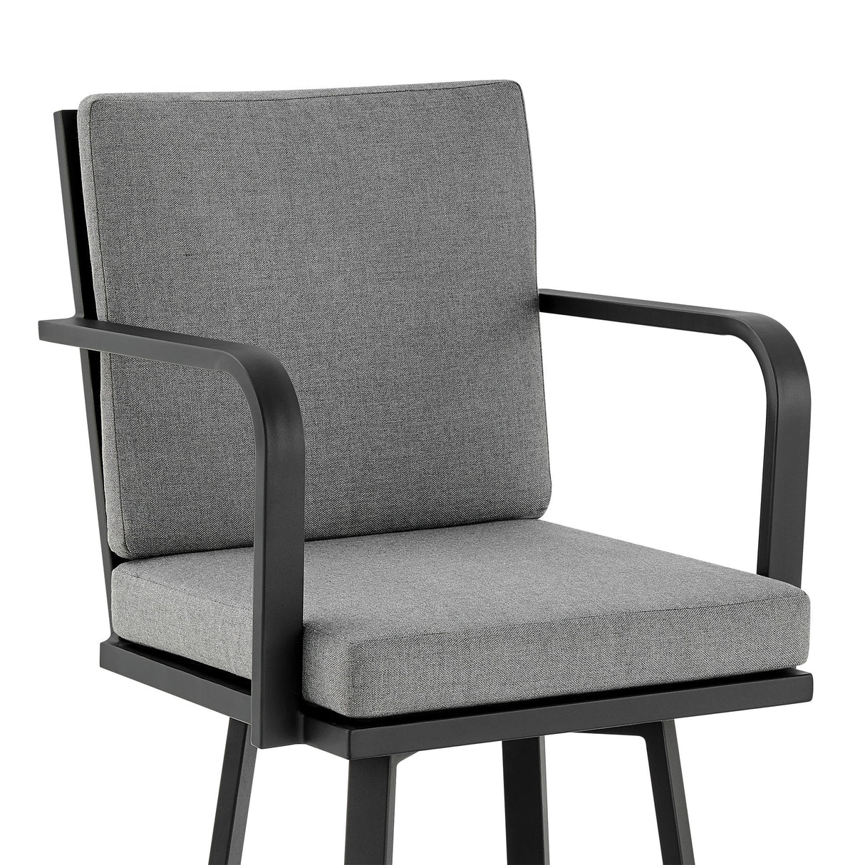 Arnauld - 30" Outdoor Patio Bar Stool With Cushions - Black / Gray