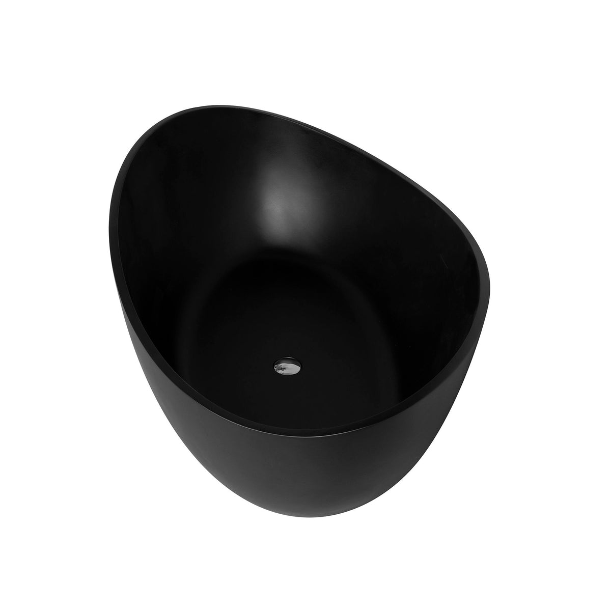 63" Freestanding Solid Surface Soaking Bathtub For Bathroom - Black