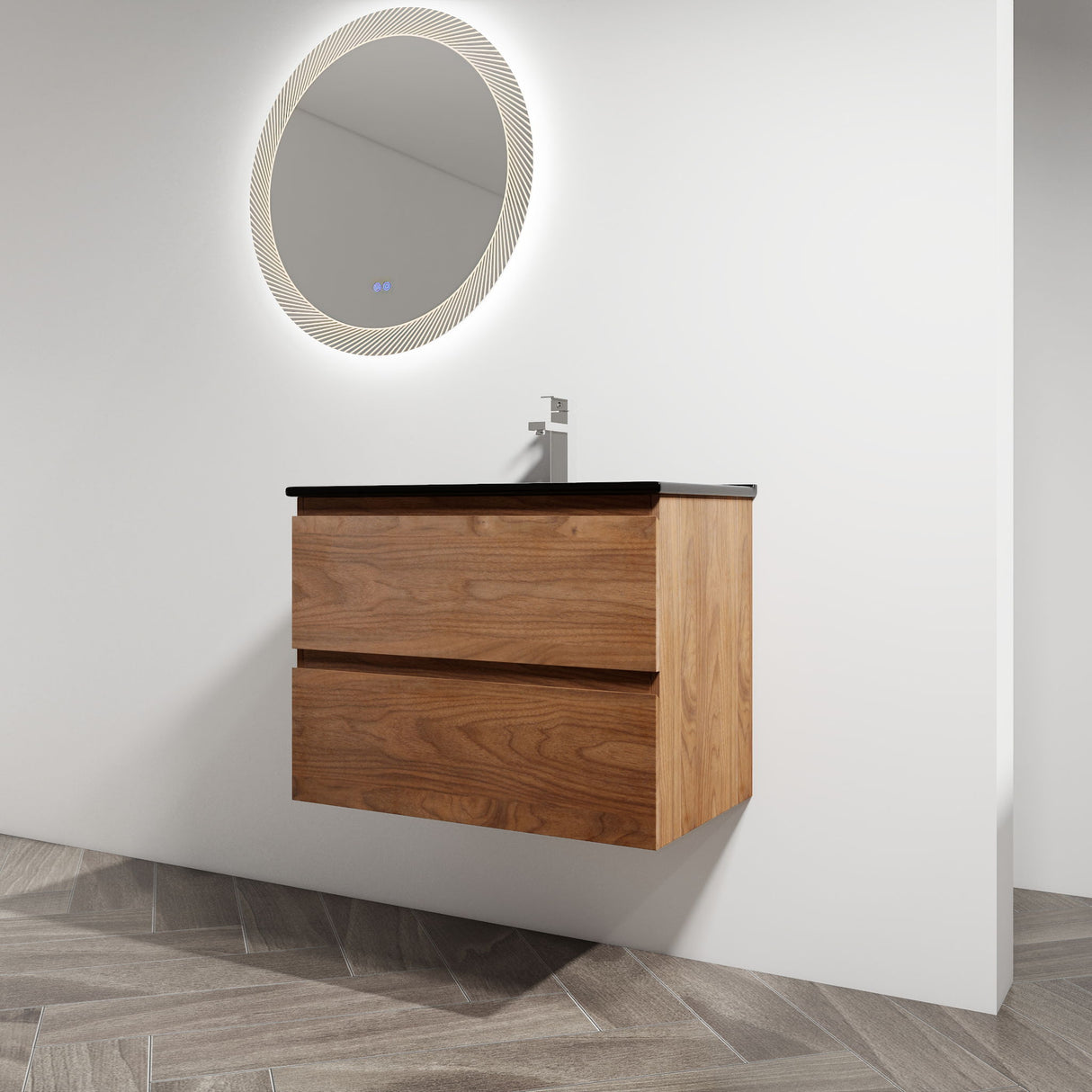 Wall Mounted Bathroom Vanity With Sink, 2 Soft Close Drawers