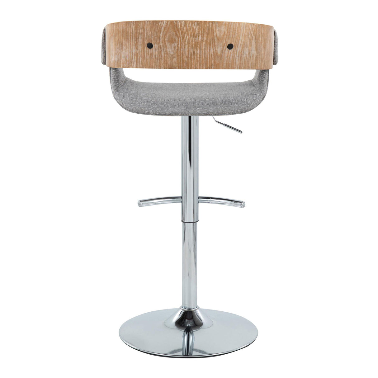 Elisa - Mid-Century Modern Adjustable Barstool With Swivel With Rounded T Footrest (Set of 2) - Gray