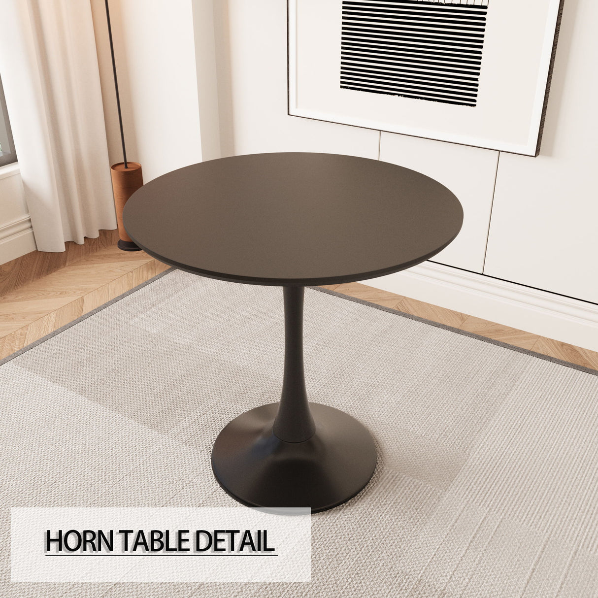 Round Dining Table Set With Tulip Design And 2 Chairs