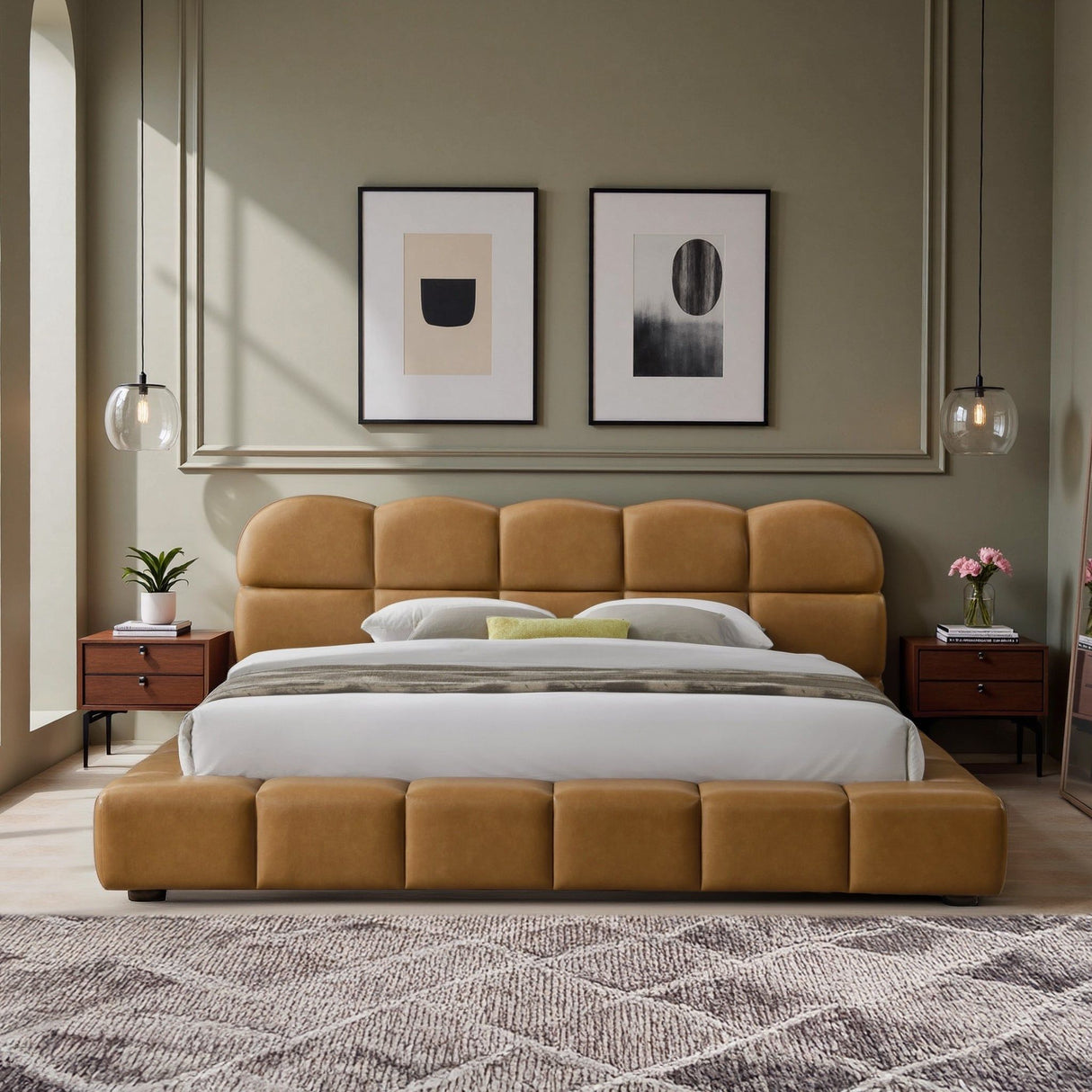 Roswell - Queen Size Platform Bed - Tan