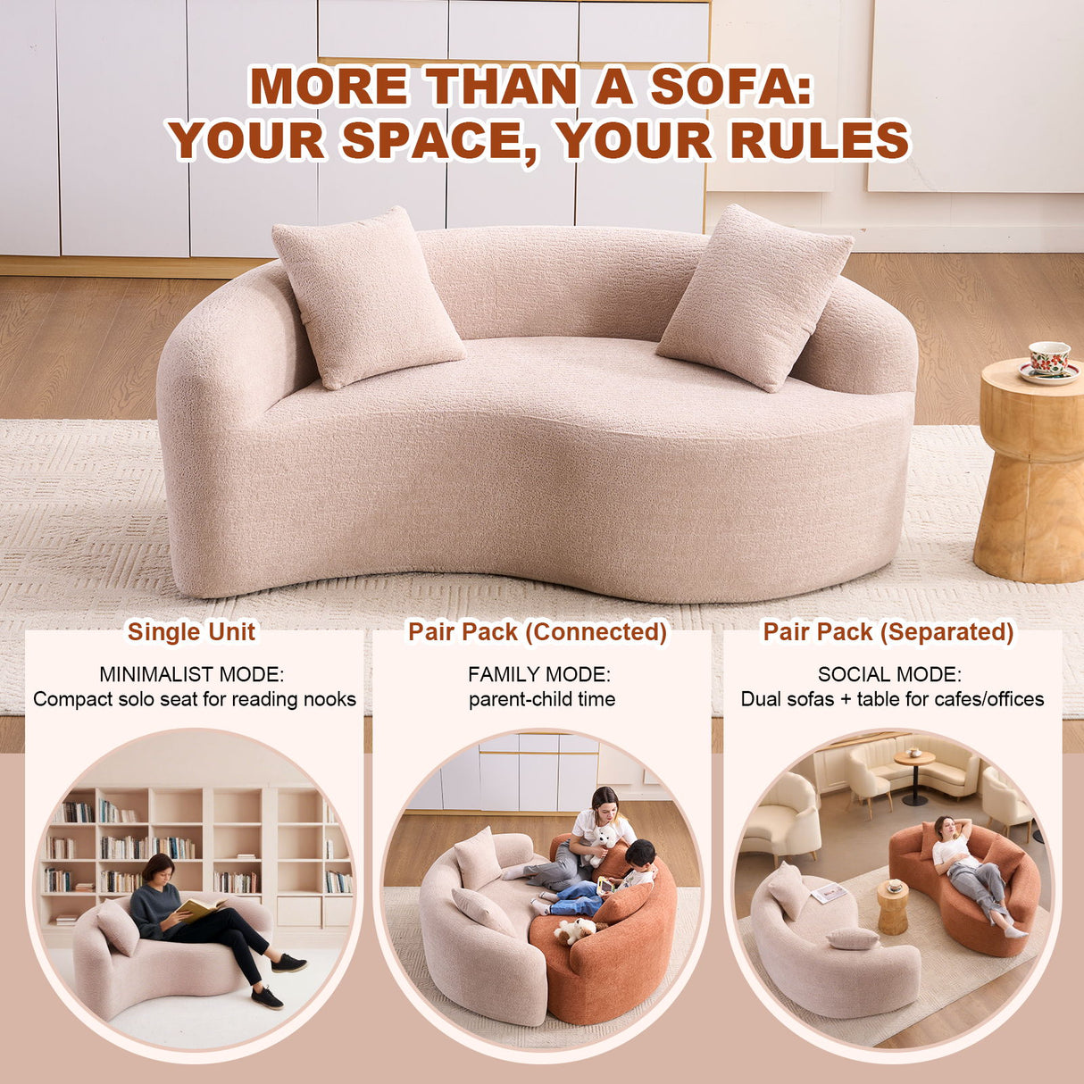 Tai Chi - Curved Dual Depth Loveseat
