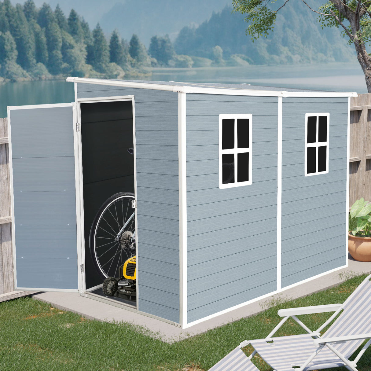 Outdoor Storage Shed Garden Building Waterproof Resin 8x4ft Structure