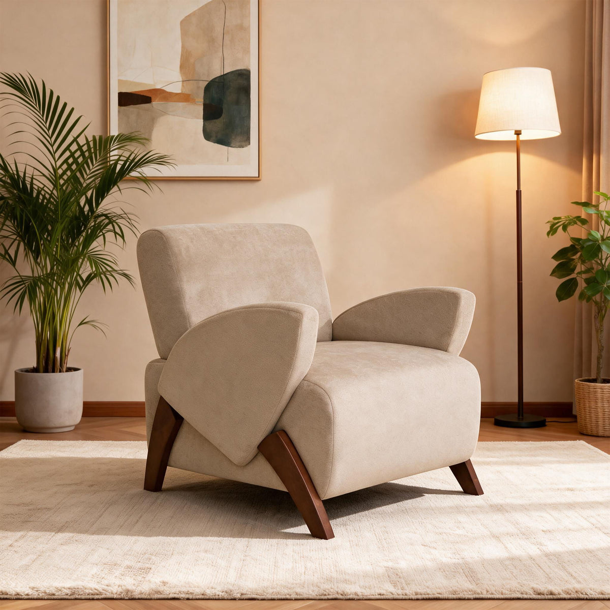 Lounge Accent Chair For Living Room - Beige Coffee