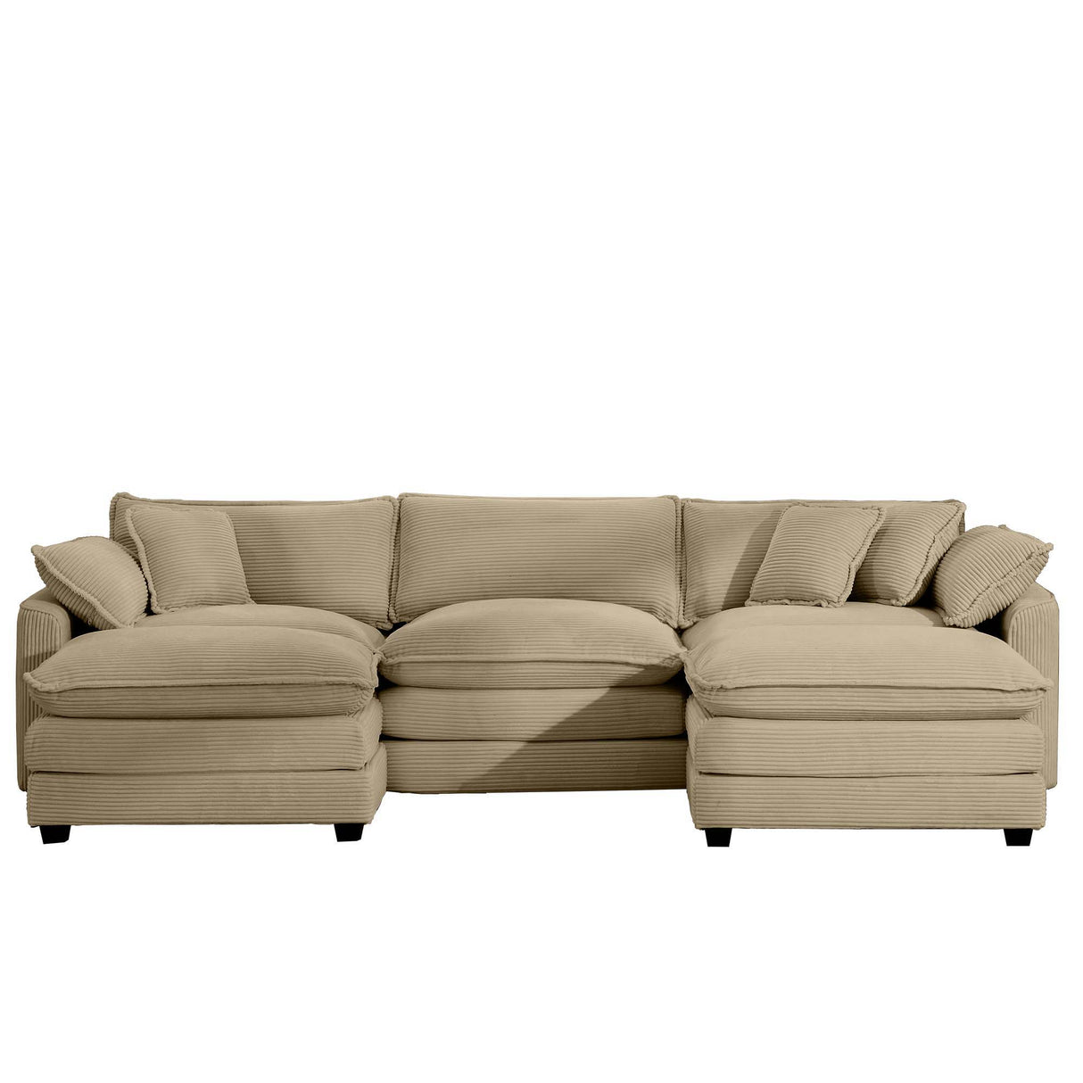 Oversized Modular Cushion Sofa With Ottoman, Low Back, Deep Seating Sofa Set