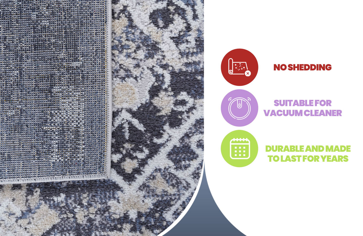 Payas - 6' X 9' Traditional Area Rug - Gray / Blue