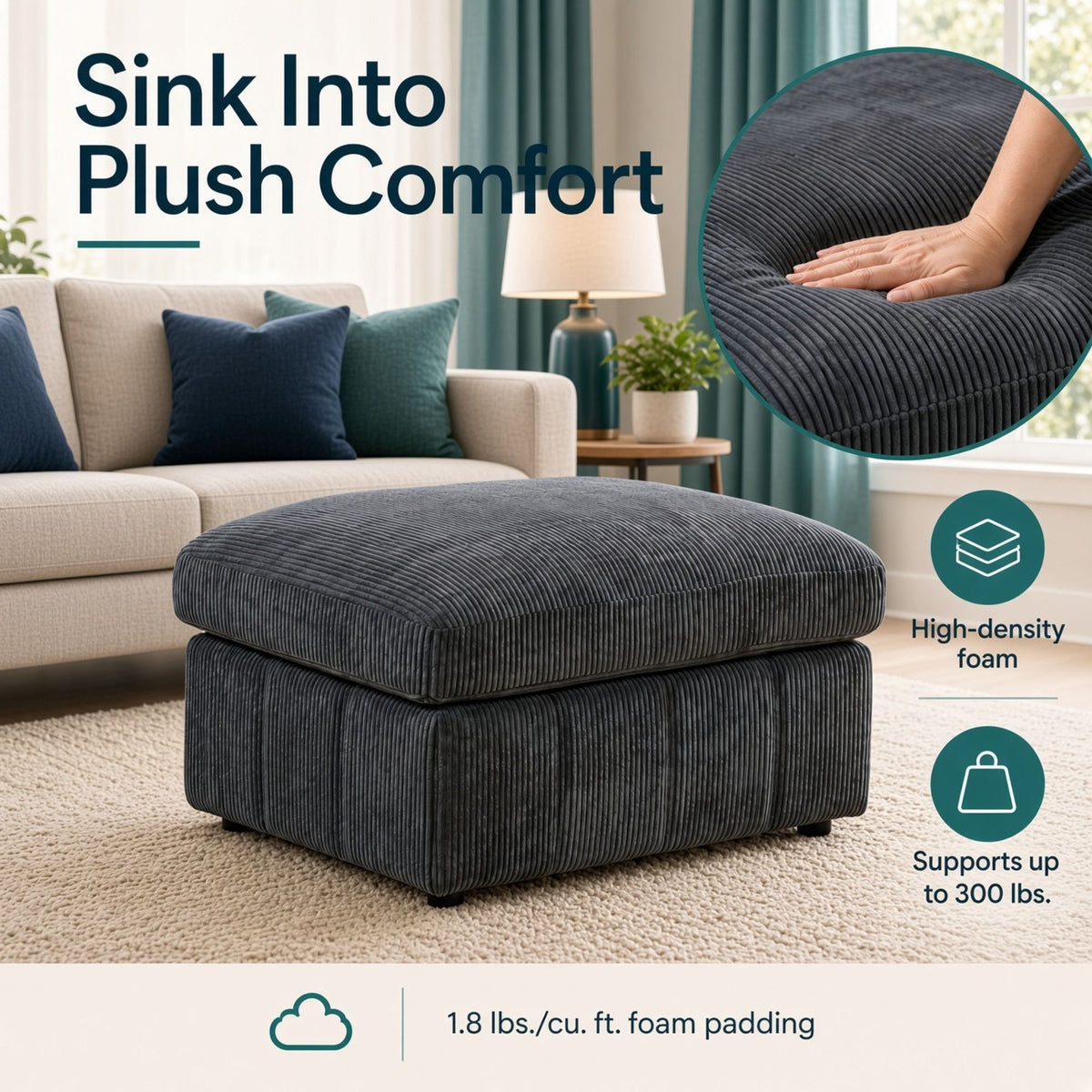 Oversized Ottoman Footrest, Living Room Accent