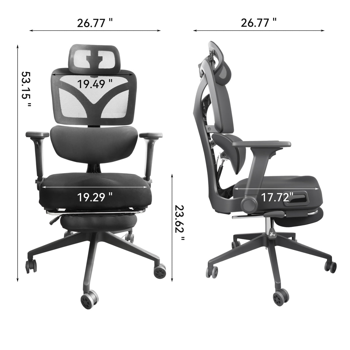Zero Gravity Ergonomic Office Chair With 145° Recline, 3D Headrest - Black
