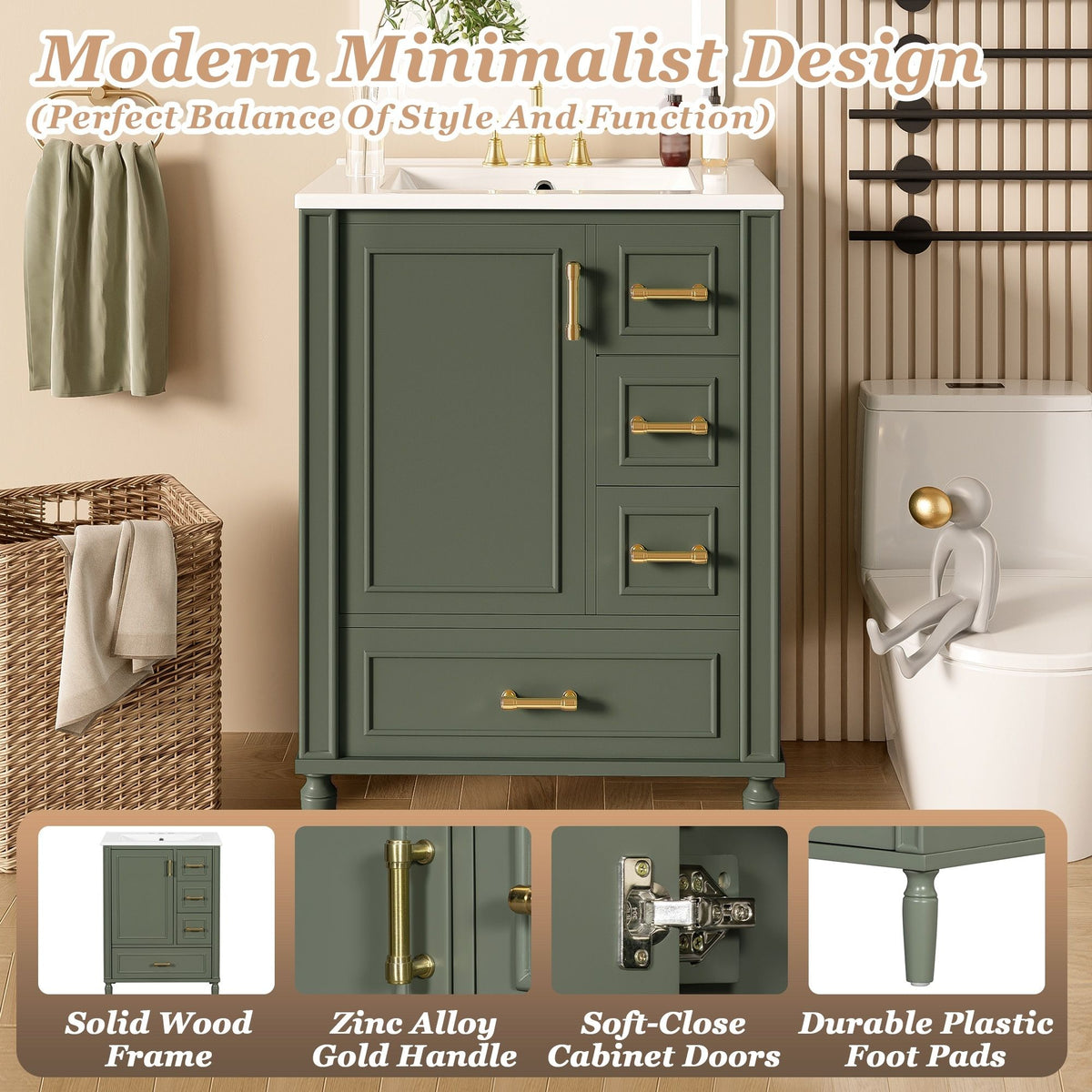 Traditional Bathroom Vanity Set With Soft Close Doors
