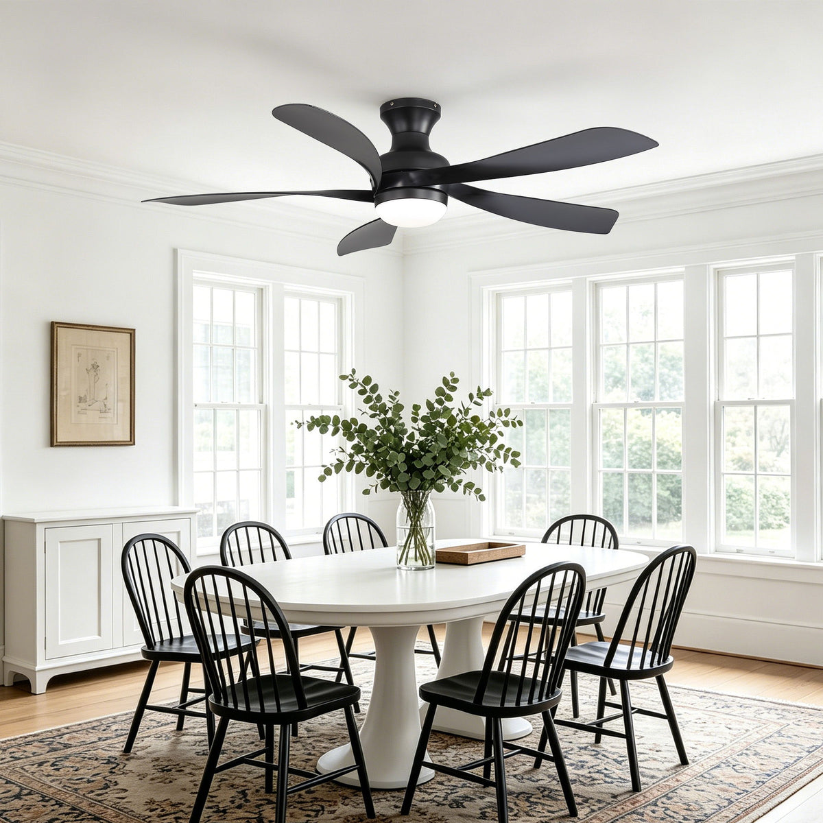 52" Ceiling Fan With 3 Color Dimmable LED Light, DC Reversible Motor, 6 Speed Settings