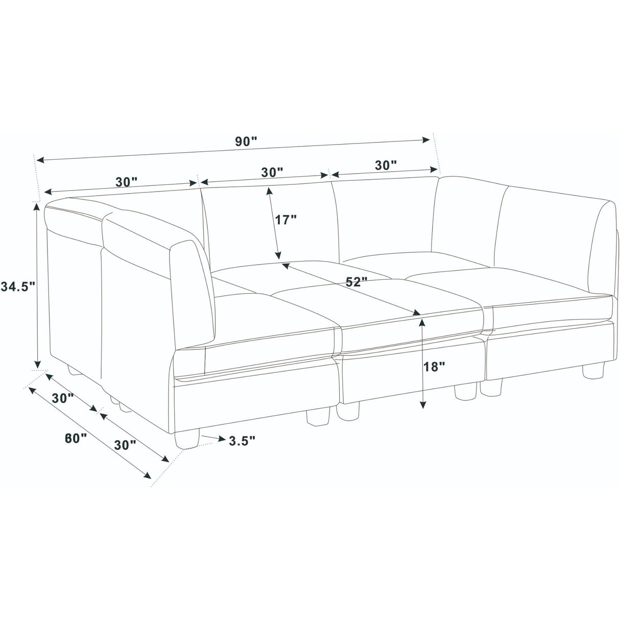 Upholstered Modular Sectional With Removable Cushions