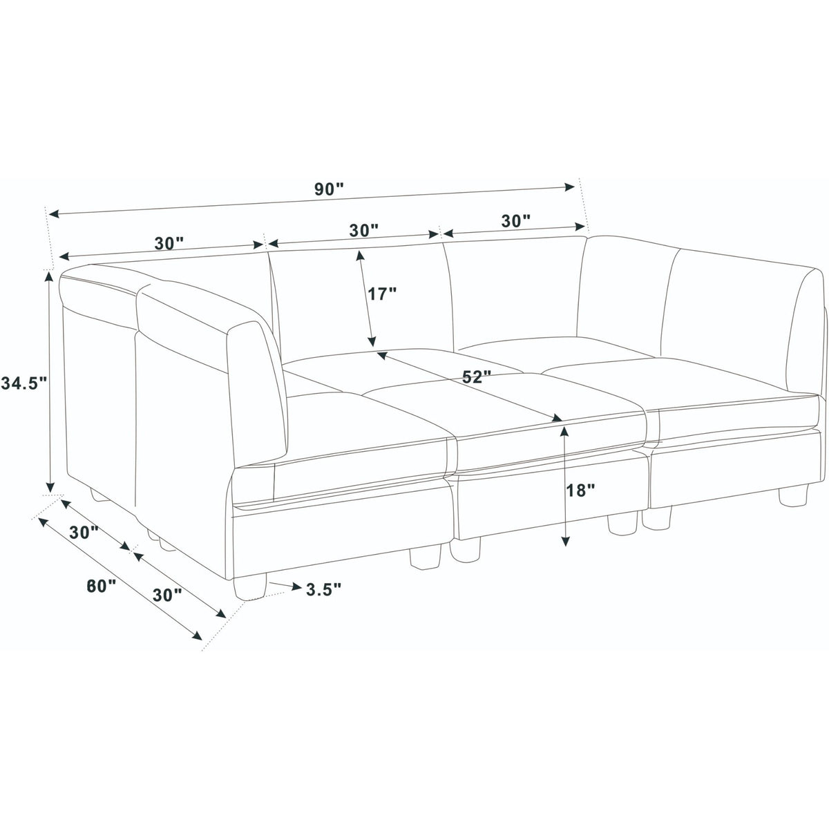 Upholstered Modular Sectional With Removable Cushions