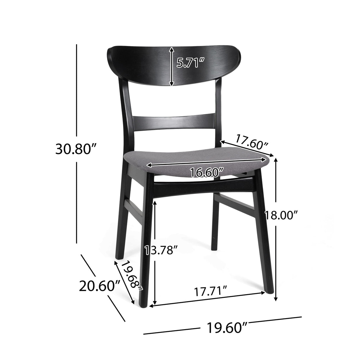 Modern Dining Chair With Upholstered Seat And Wood Frame