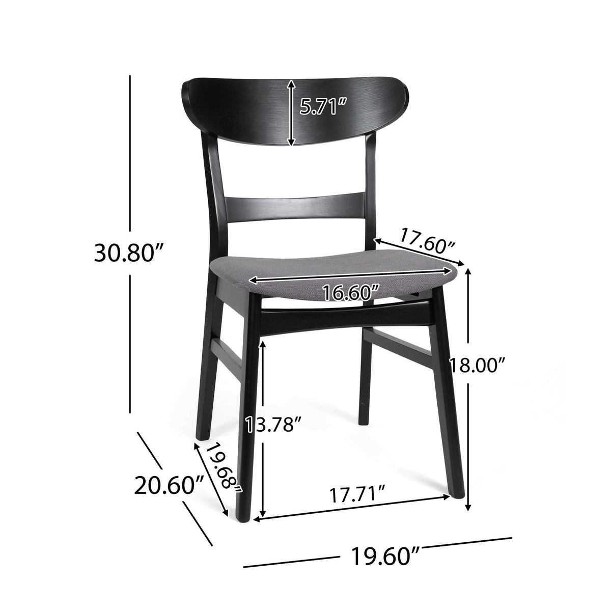 Modern Dining Chair With Upholstered Seat And Wood Frame