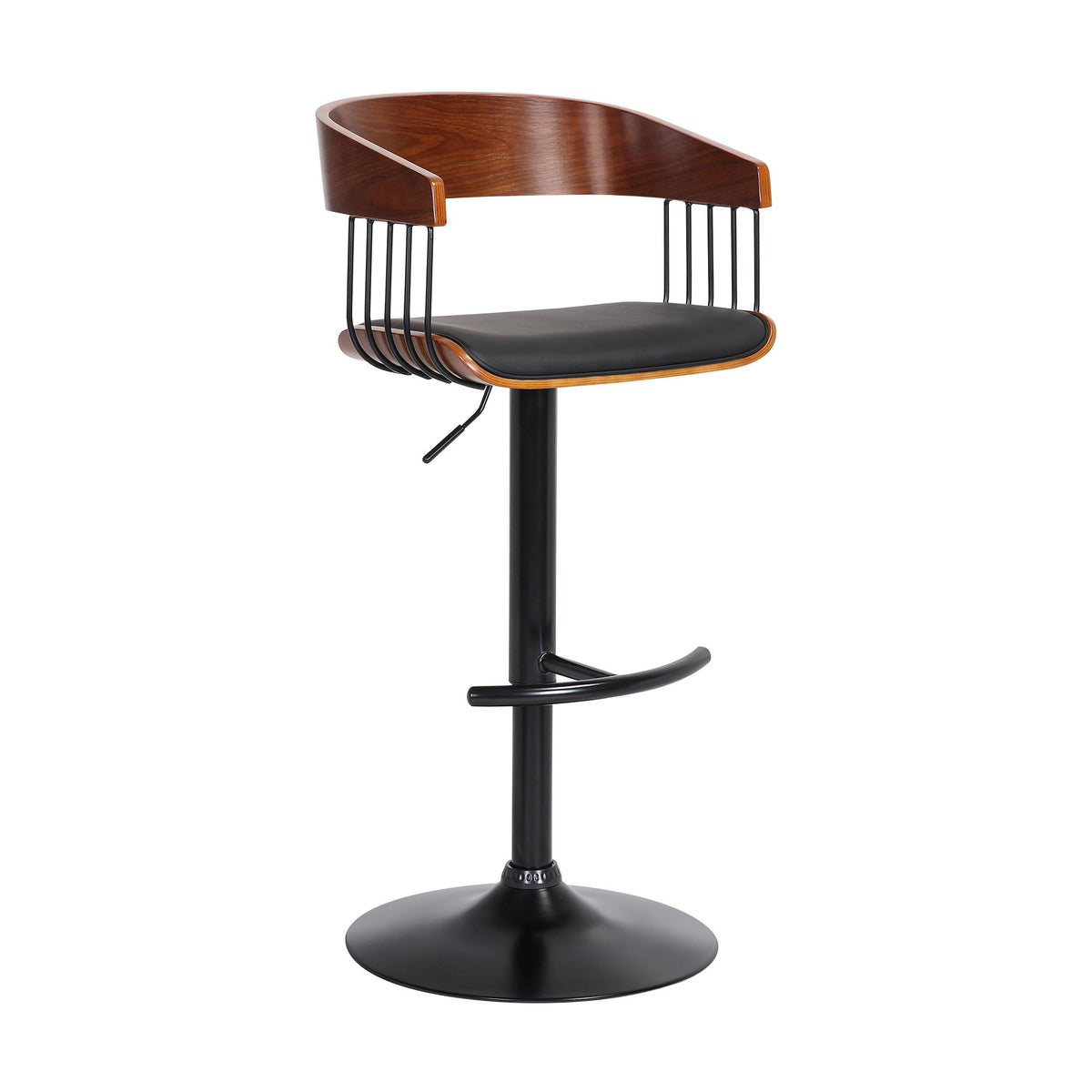 Larisa - Adjustable Wood Bar Stool - Walnut