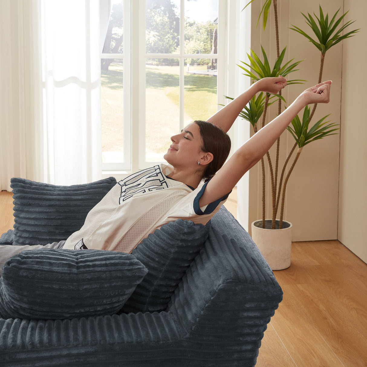 Oversized Chaise Lounge Chair Indoor For Living Room - Dark Gray