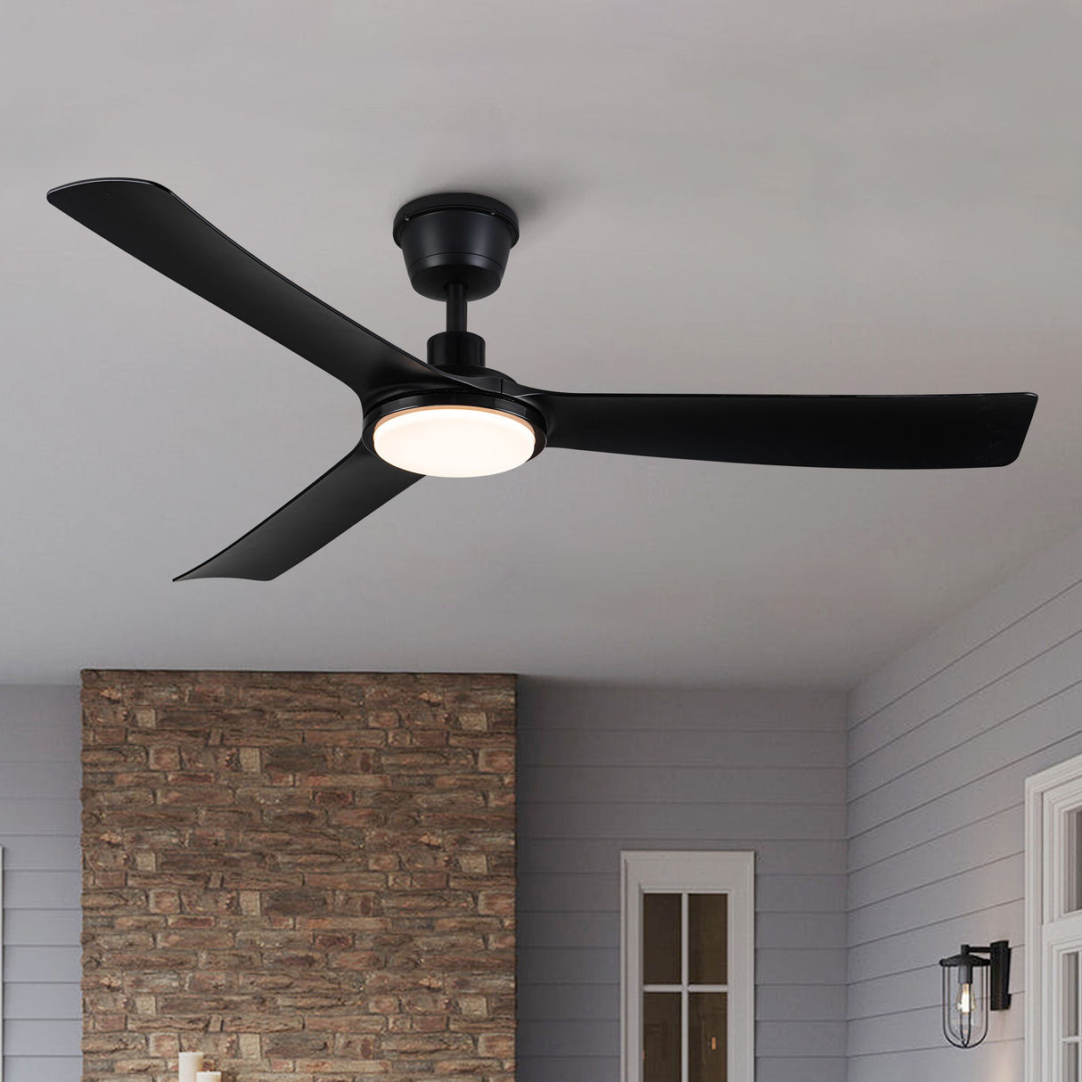 All Weather Outdoor Waterproof Ceiling Fan With Light And Quiet Motor For Patio Porch - Black
